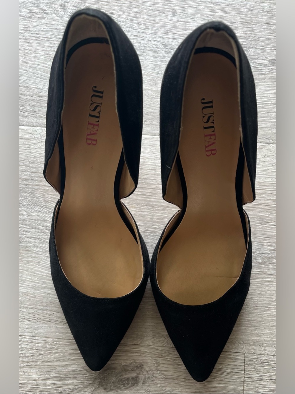 JustFab Latia Black Suede Pointed-Toe Heels - Picture 3 of 7